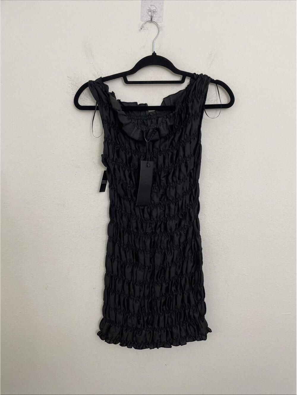 Lioness Guccio Mini Dress Onyx Black Ruched Sleeveless Size S NWT $87MSRP - Picture 3 of 7